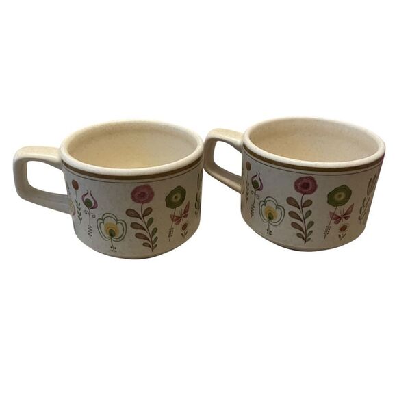 Temper-ware by Lenox Mugs (2 pc set) SPRITE , made in USA floral arrangements - Picture 1 of 6